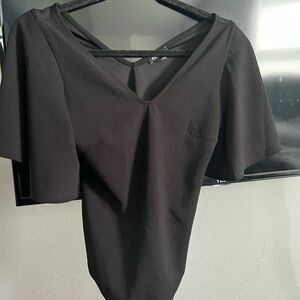 Express Black V-Neck Bodysuit